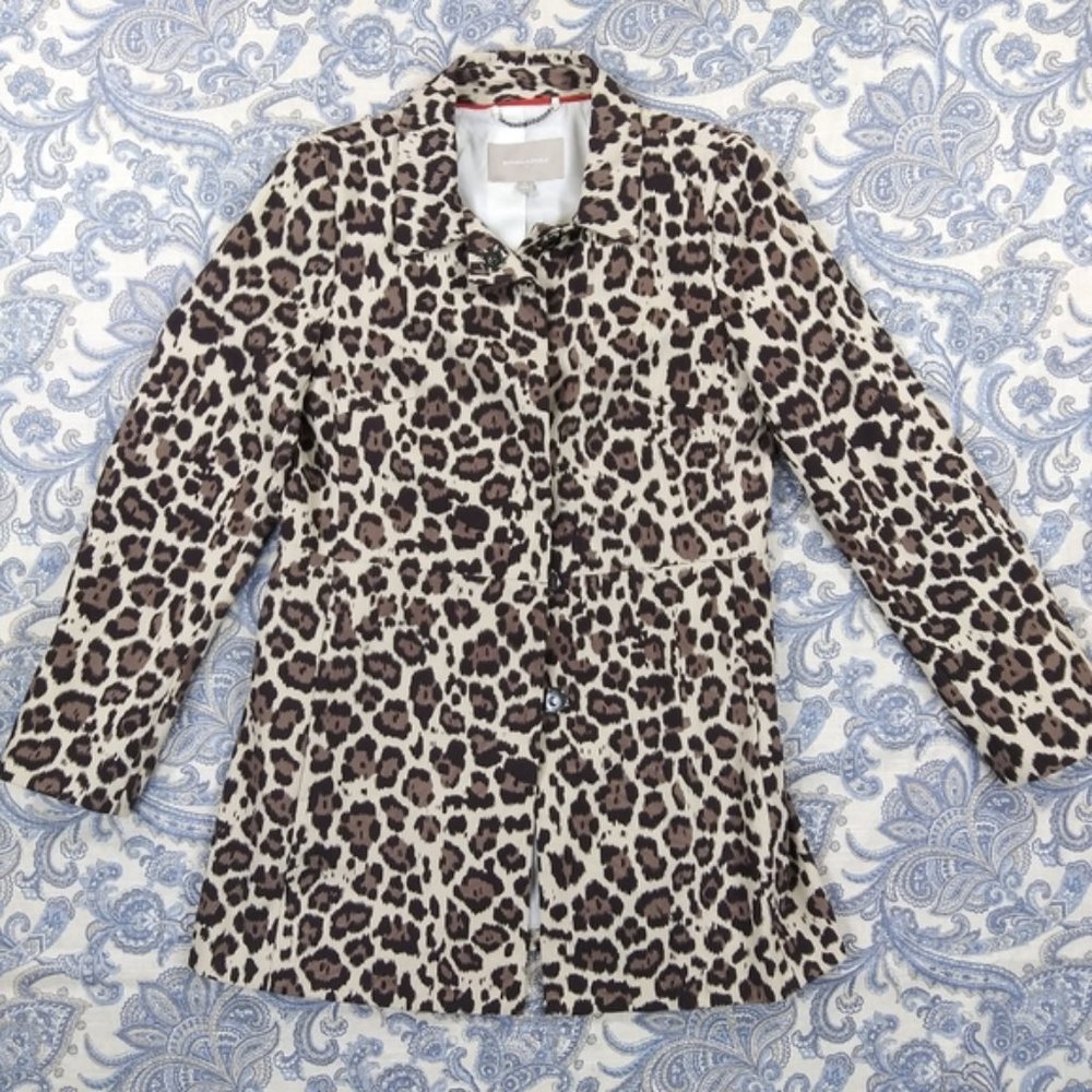 Banana Republic Leopard Print Raincoat, sz S - Picture 2 of 6
